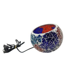 Crystal Tealight Moroccan Style LED Decorative Lamp, Blue and Red Mosaic Design