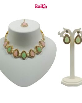 Raika Gold-Plated Necklace Set with Ear rings, Mangtika – for Party Wedding Festivals