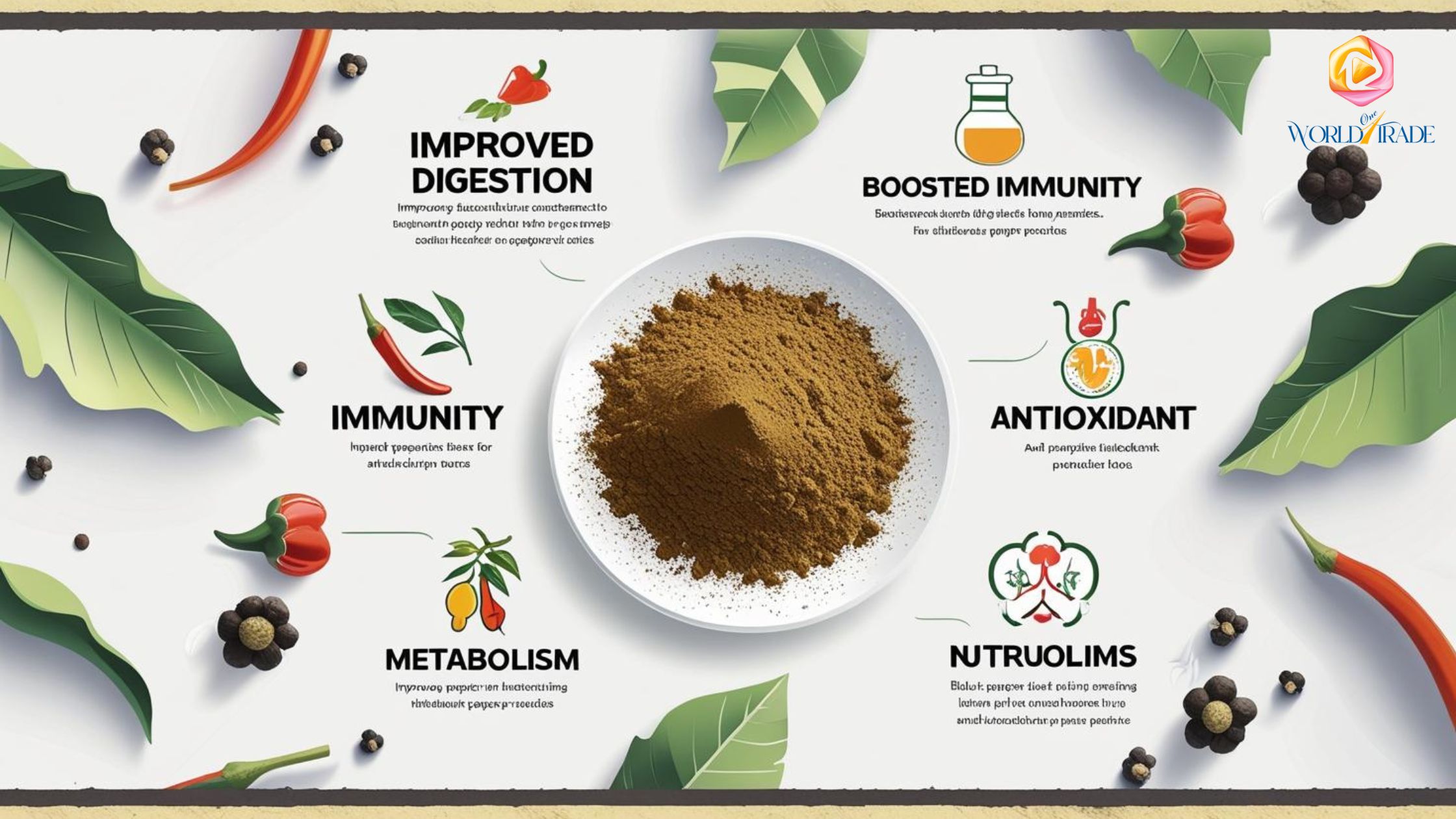 WorldOneTrade - Export Quality Indian Black Pepper Powder, Indian Black Pepper Powder Price, Indian Black Peppercorns, Black Pepper Exporters from India, Exporters from India, Indian Spices Export Company